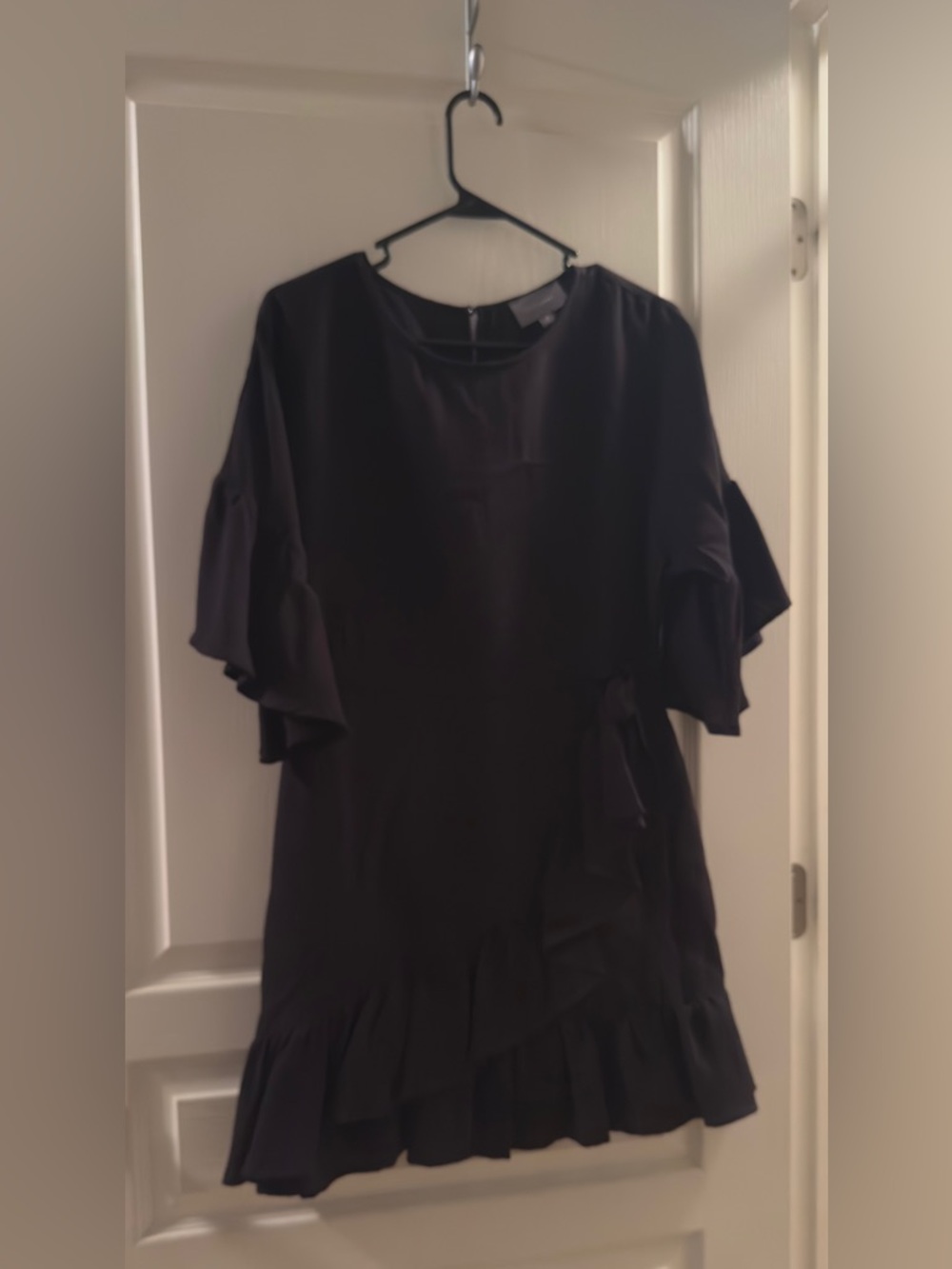 Women’s Black Ruffle Sleeve Dress - Elegant Semi-Formal